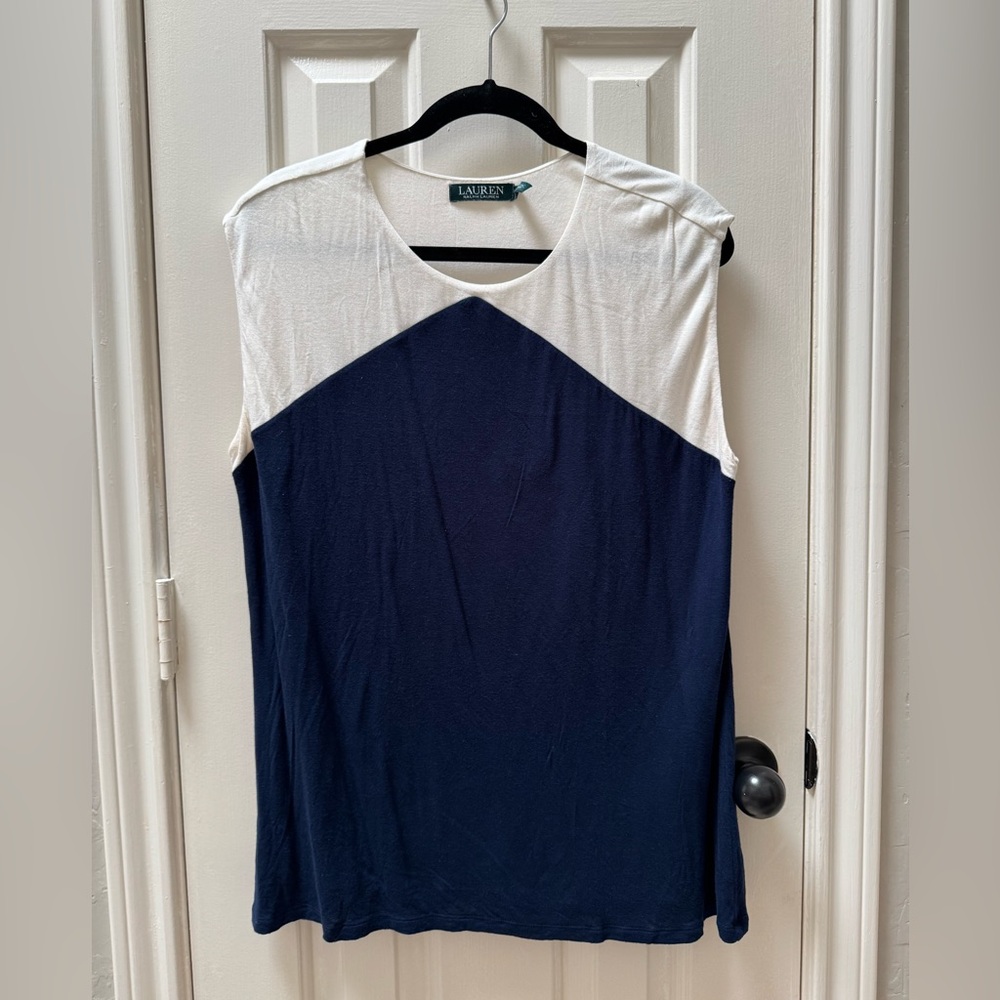 Lauren by Ralph Lauren 2X Sleeveless Color Block Top